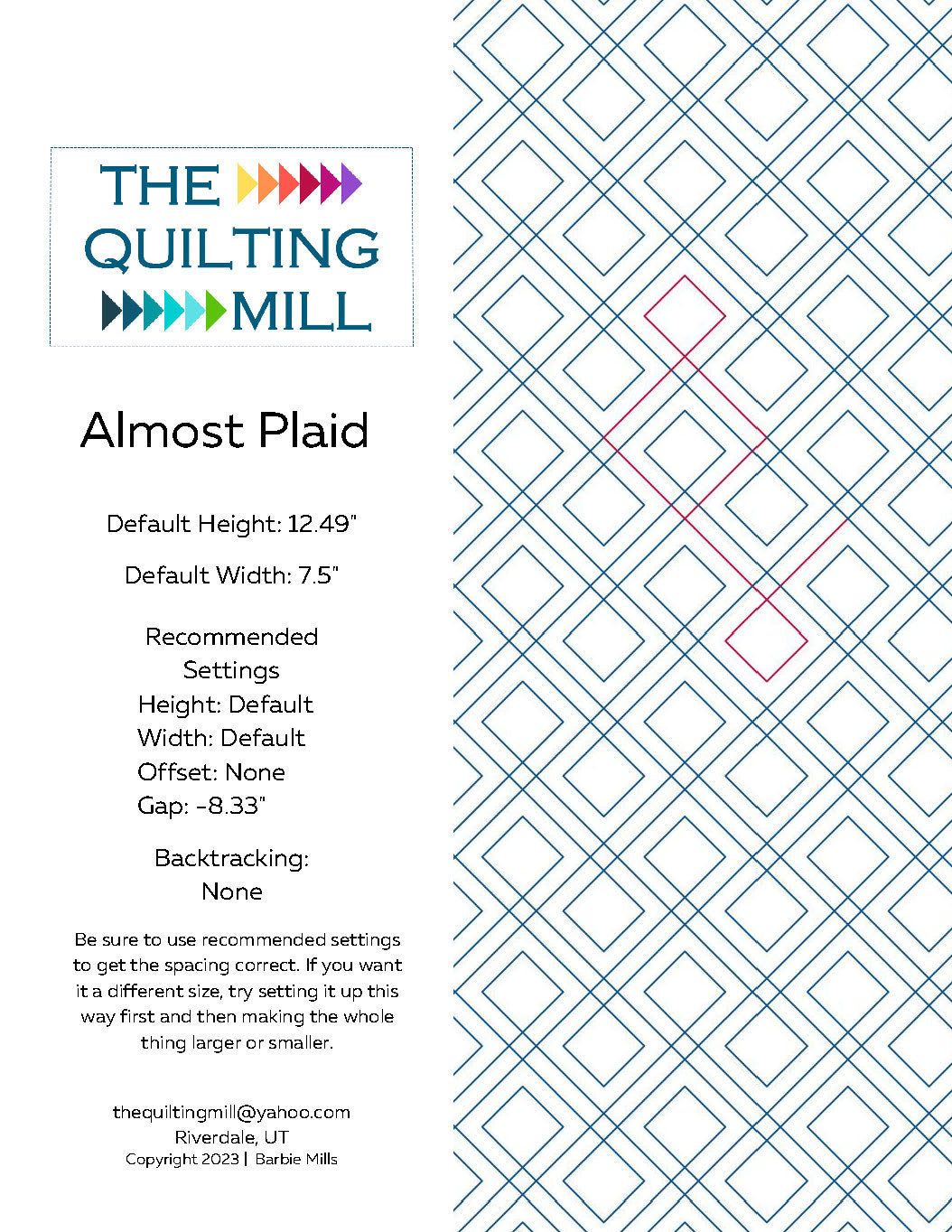 Almost Plaid Quilting Pattern by Barbie Mills