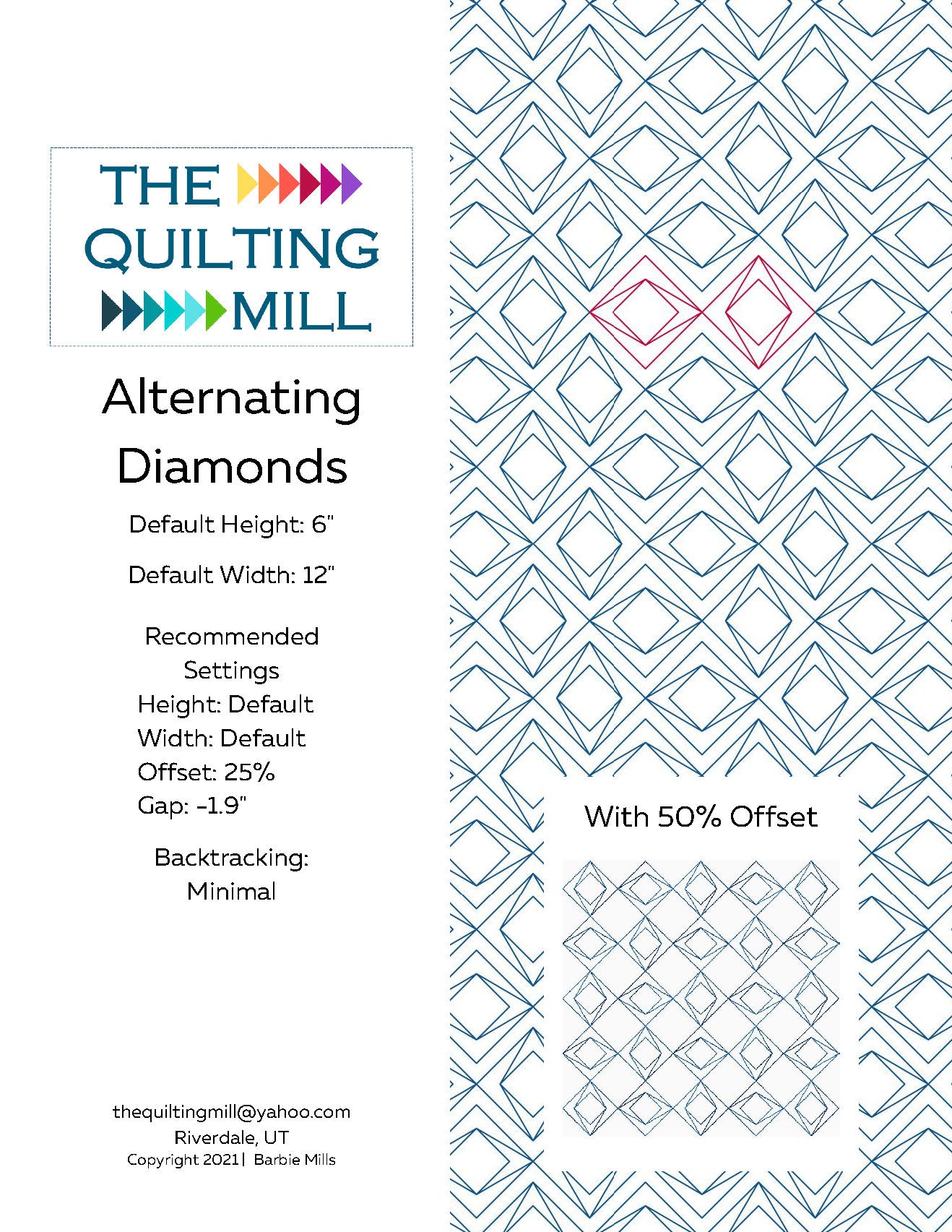 Alternating Diamonds Quilting Pattern by Barbie Mills