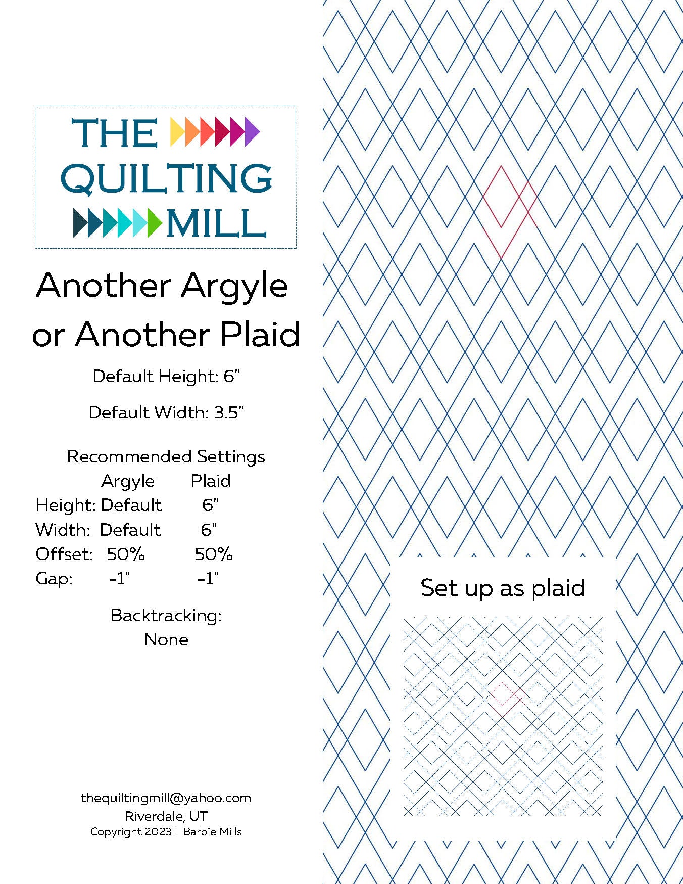 Another Argyle or Another Plaid Quilting Pattern by Barbie Mills