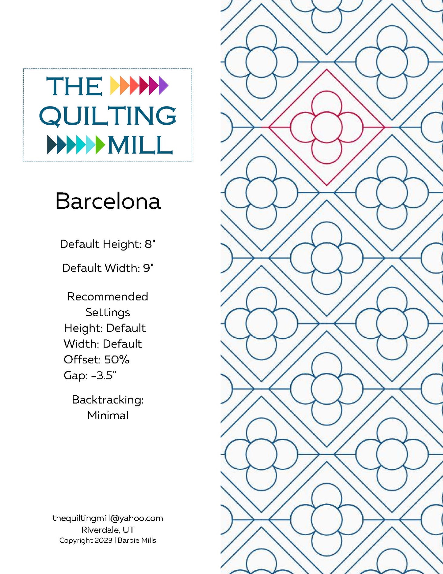 Barcelona Quilting Pattern by Barbie Mills