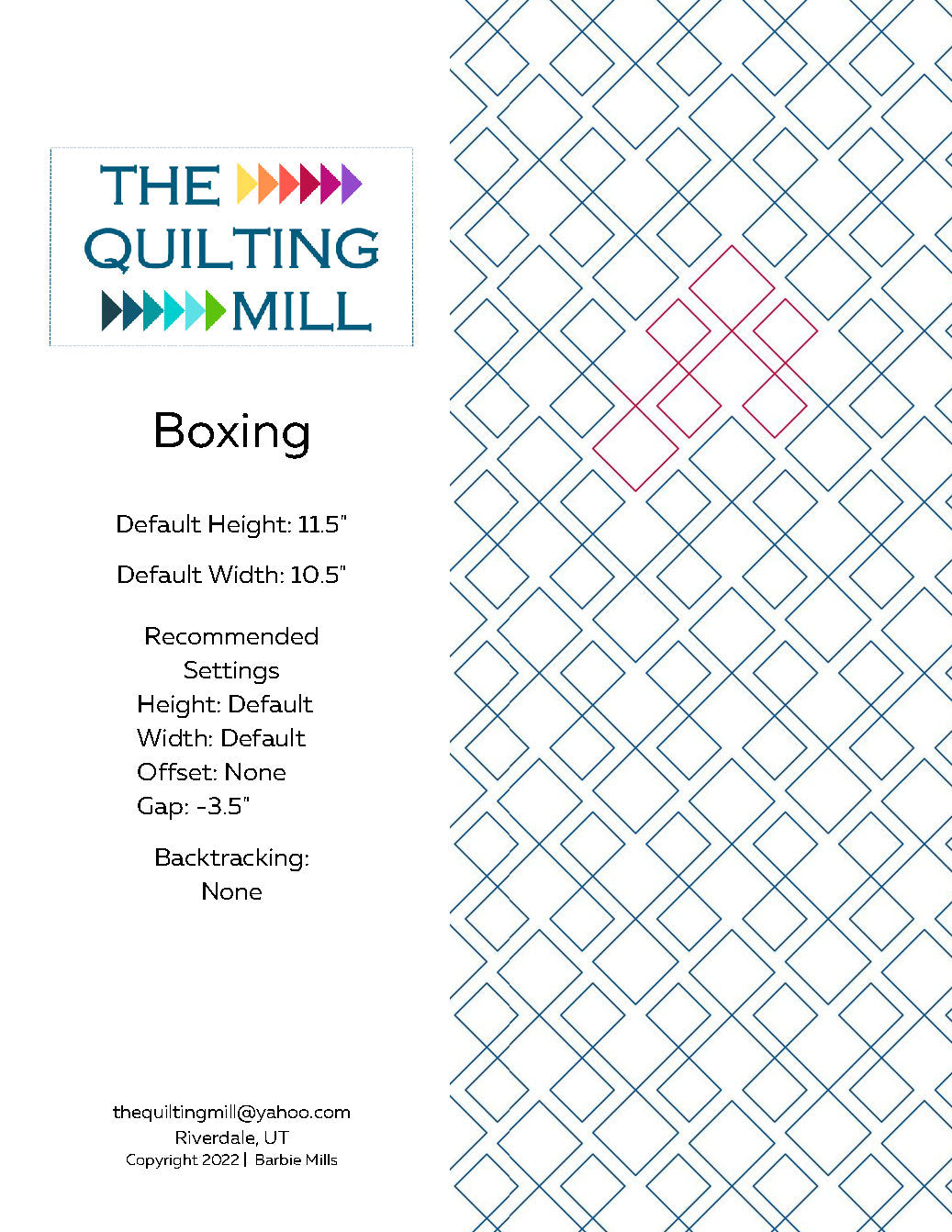 Boxing Quilting Pattern by Barbie Mills