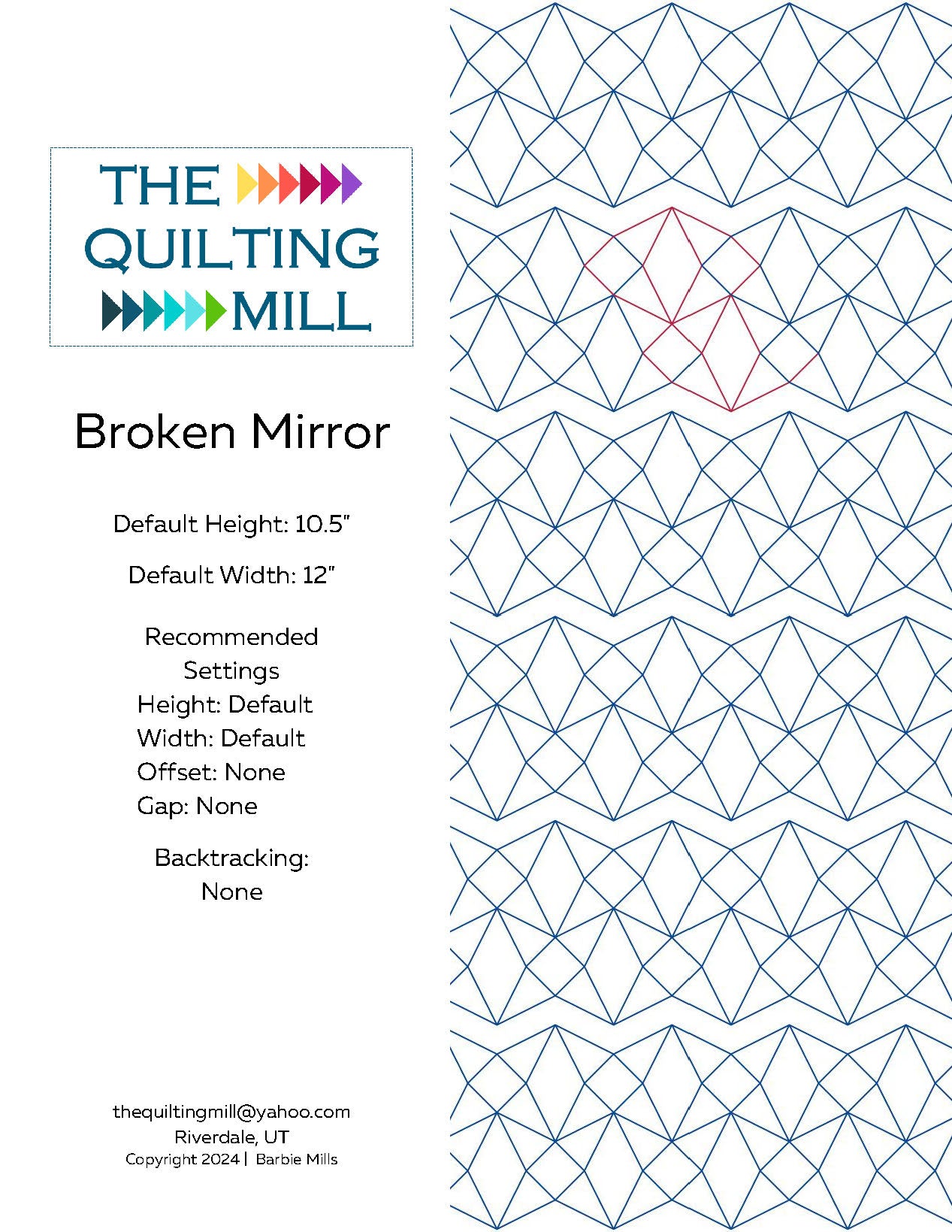Broken Mirror Quilting Pattern by Barbie Mills