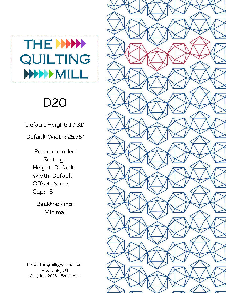 D20 Quilting Pattern by Barbie Mills