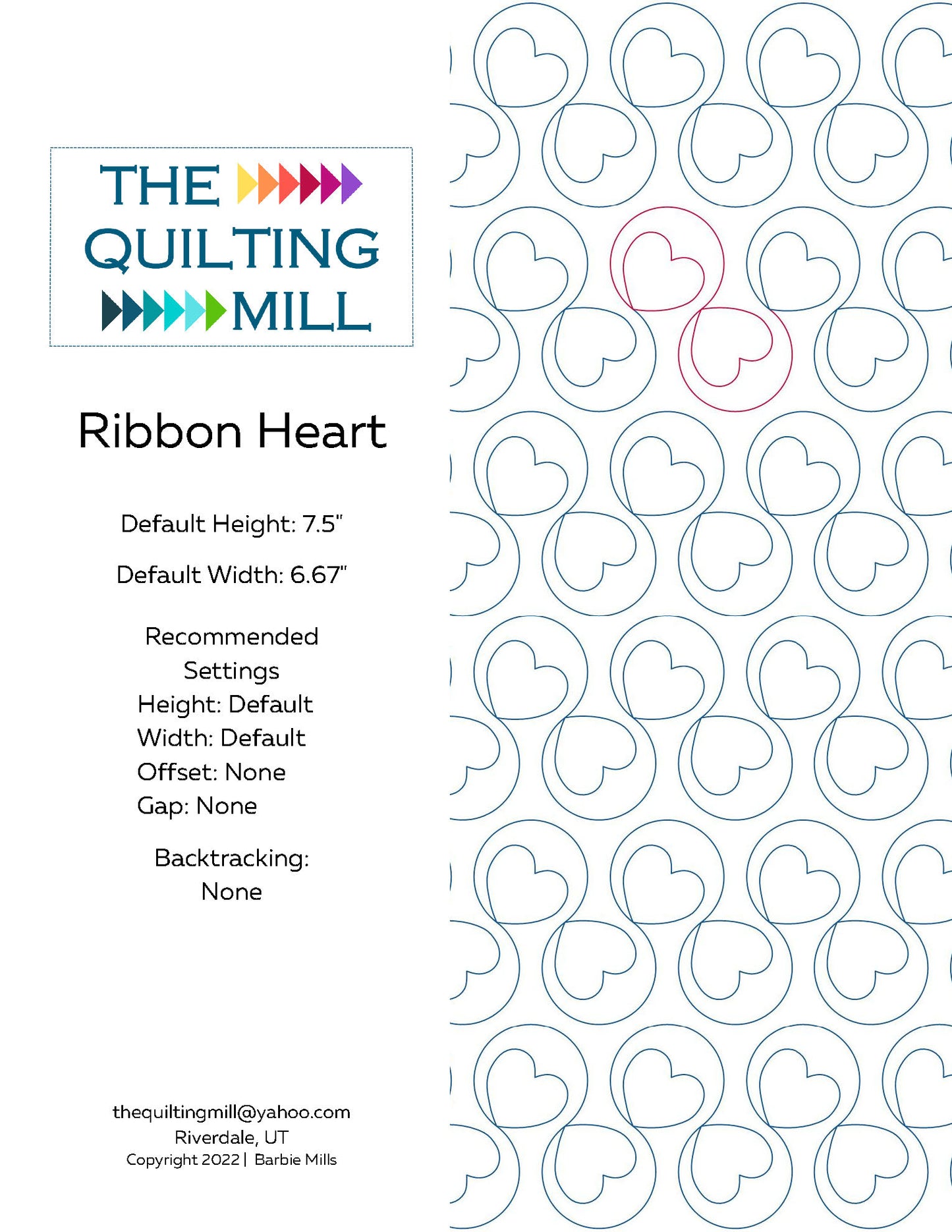 Ribbon Heart Quilting Pattern by Barbie Mills
