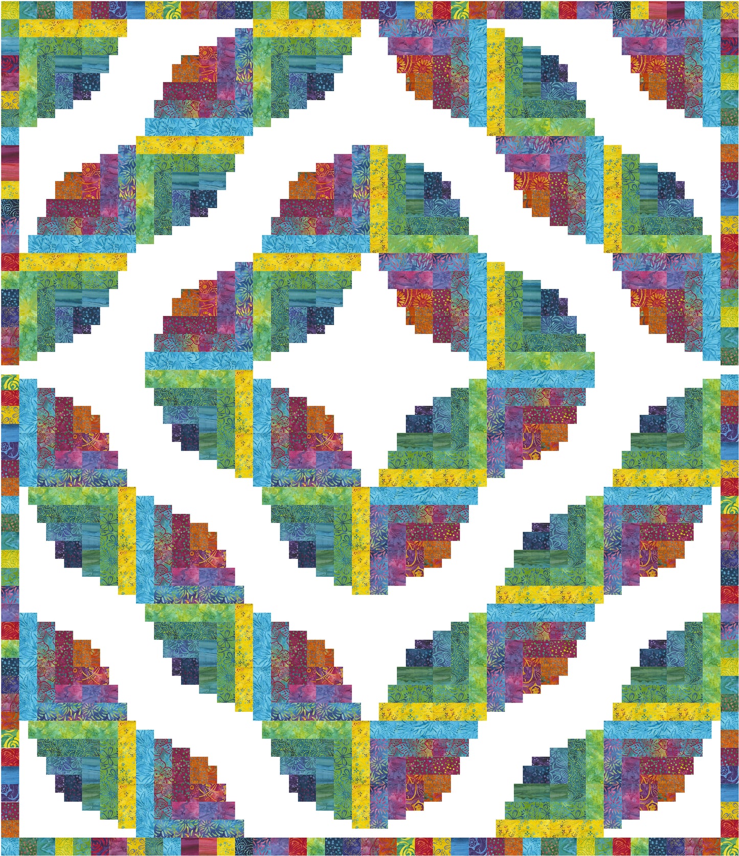 Bossa Nova Batiks Square Dance Quilt Kit (with white)