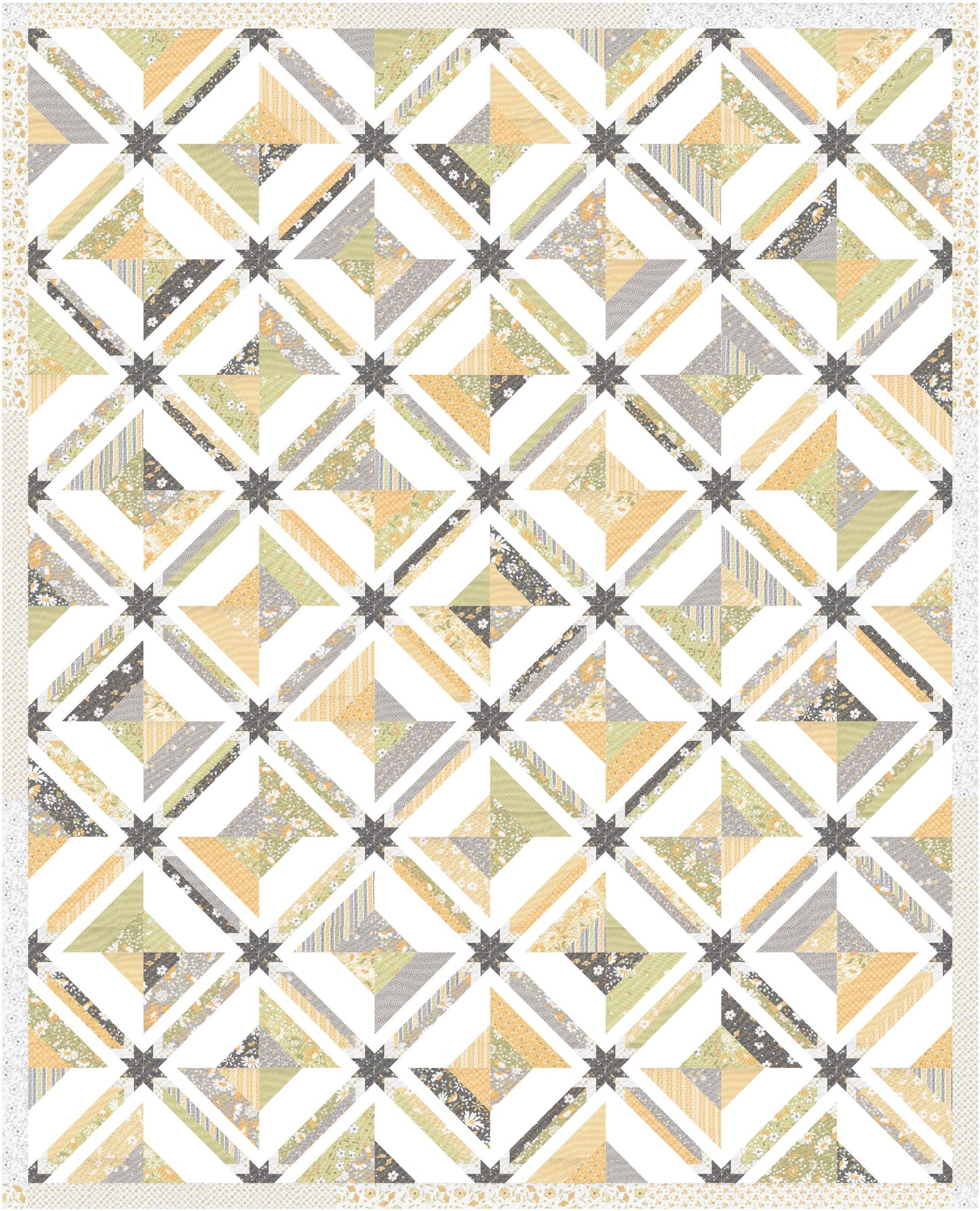 Buttercup Slate Spools and Stars Quilt Kit