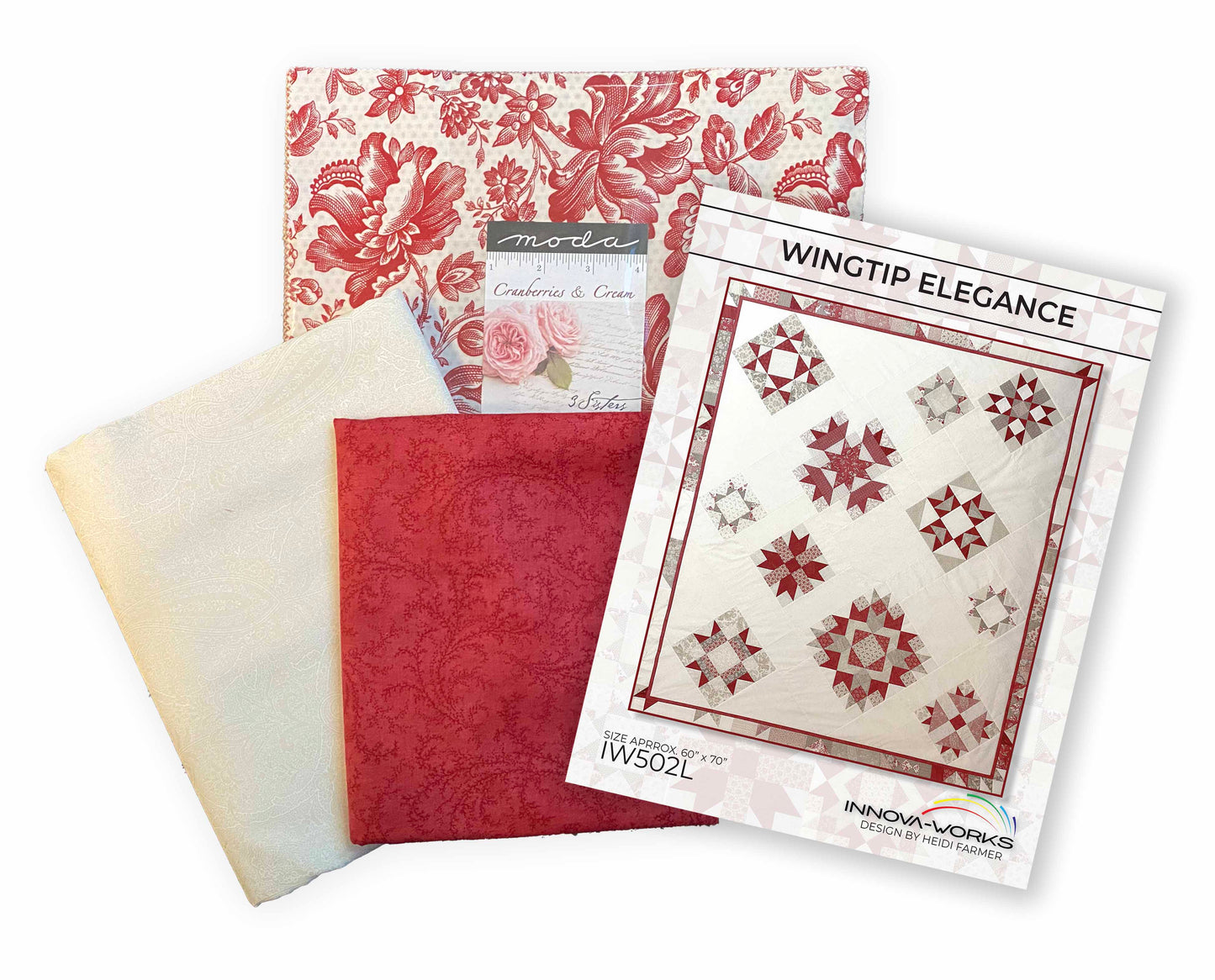 Wingtip Elegance Cranberries and Cream Quilt Kit