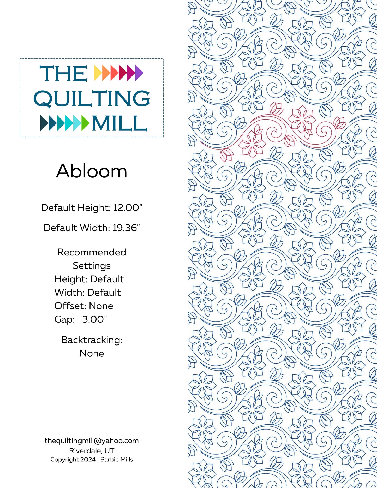 Abloom Quilting Pattern by Barbie Mills