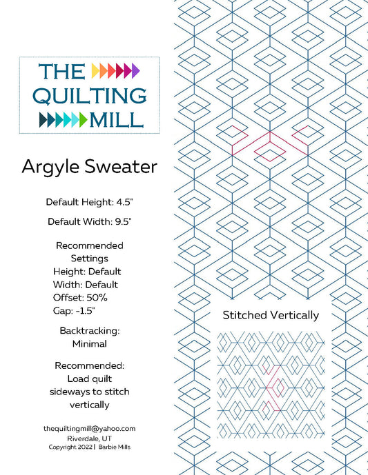 Argyle Sweater Quilting Pattern by Barbie Mills