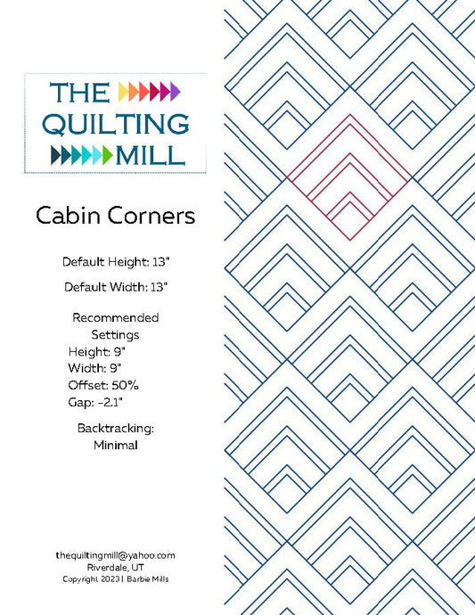 Cabin Corners Quilting Pattern by Barbie Mills