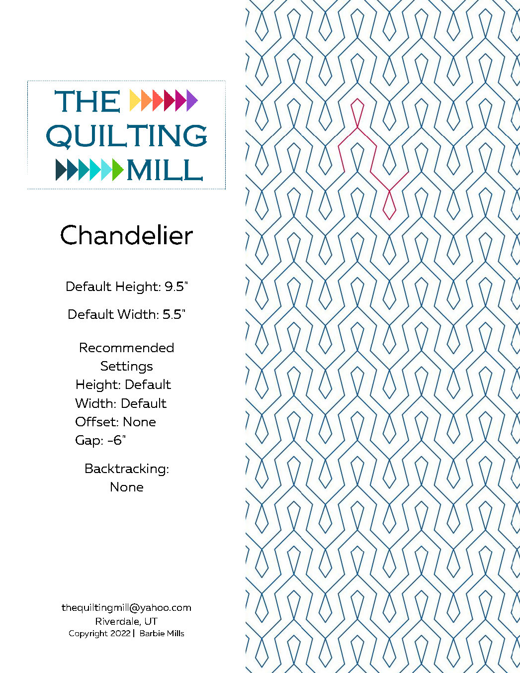 Chandelier Quilting Pattern by Barbie Mills