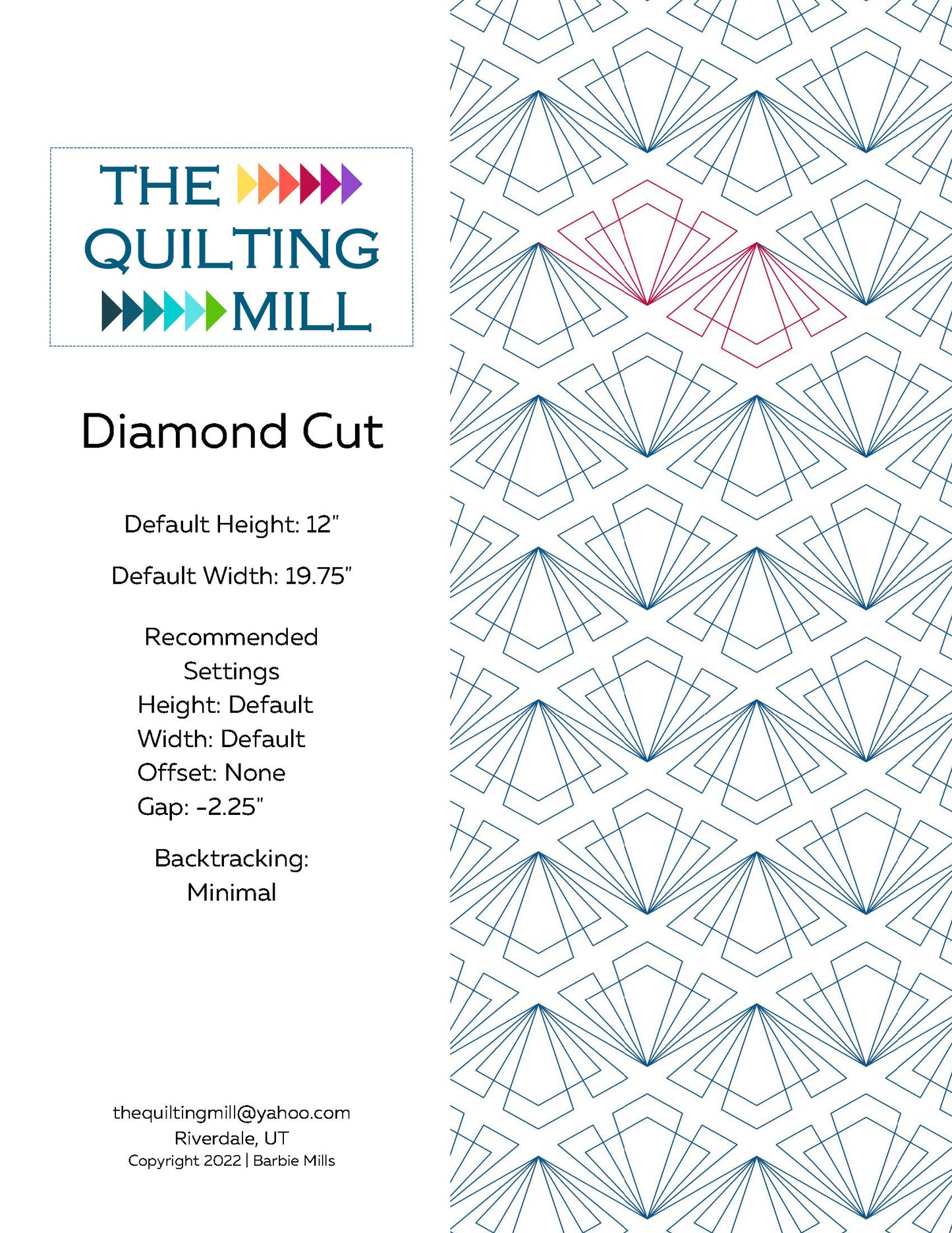 Diamond Cut Quilting Pattern by Barbie Mills