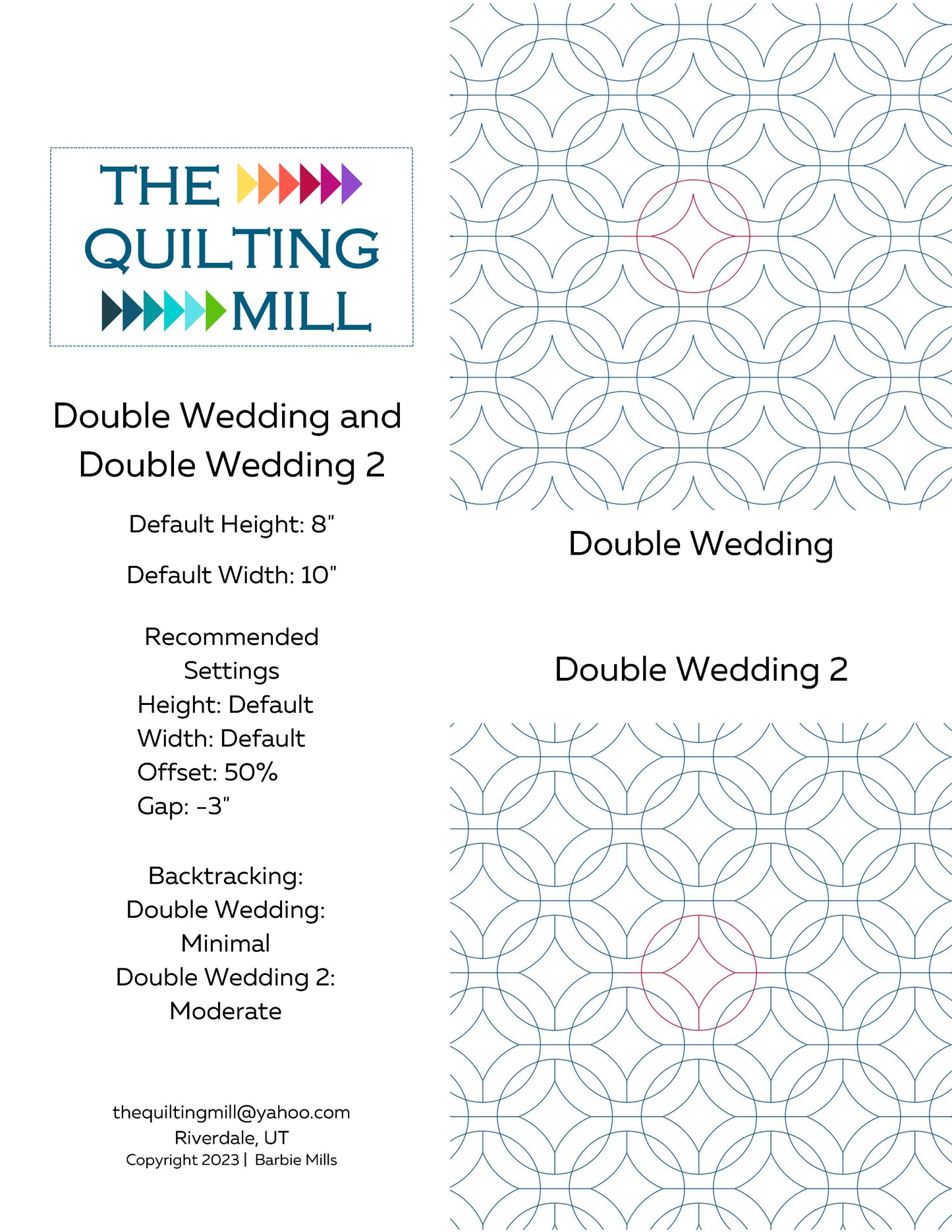 Double Wedding and Double Wedding 2 Quilting Pattern by Barbie Mills