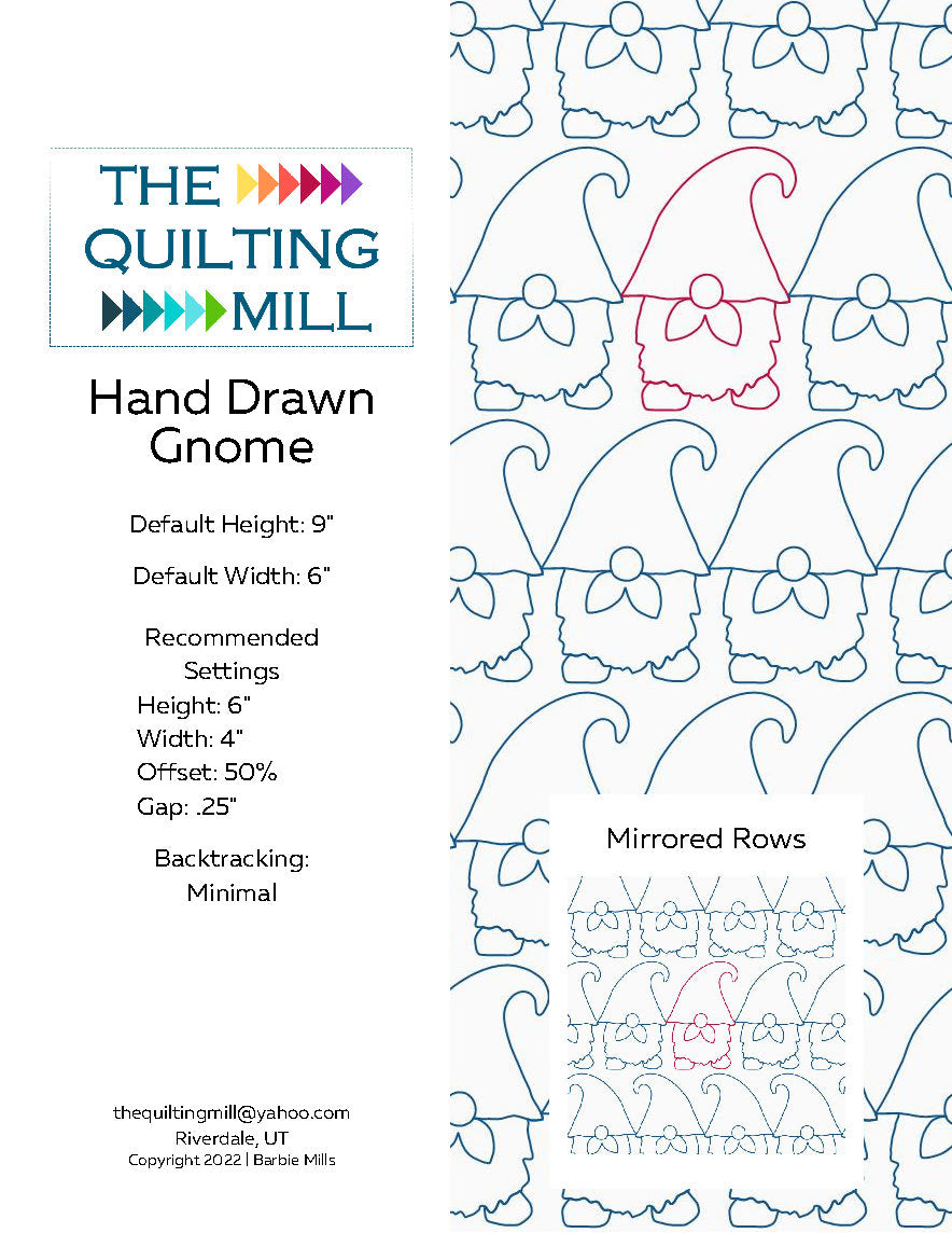 Handrawn Gnome Quilting Pattern by Barbie Mills