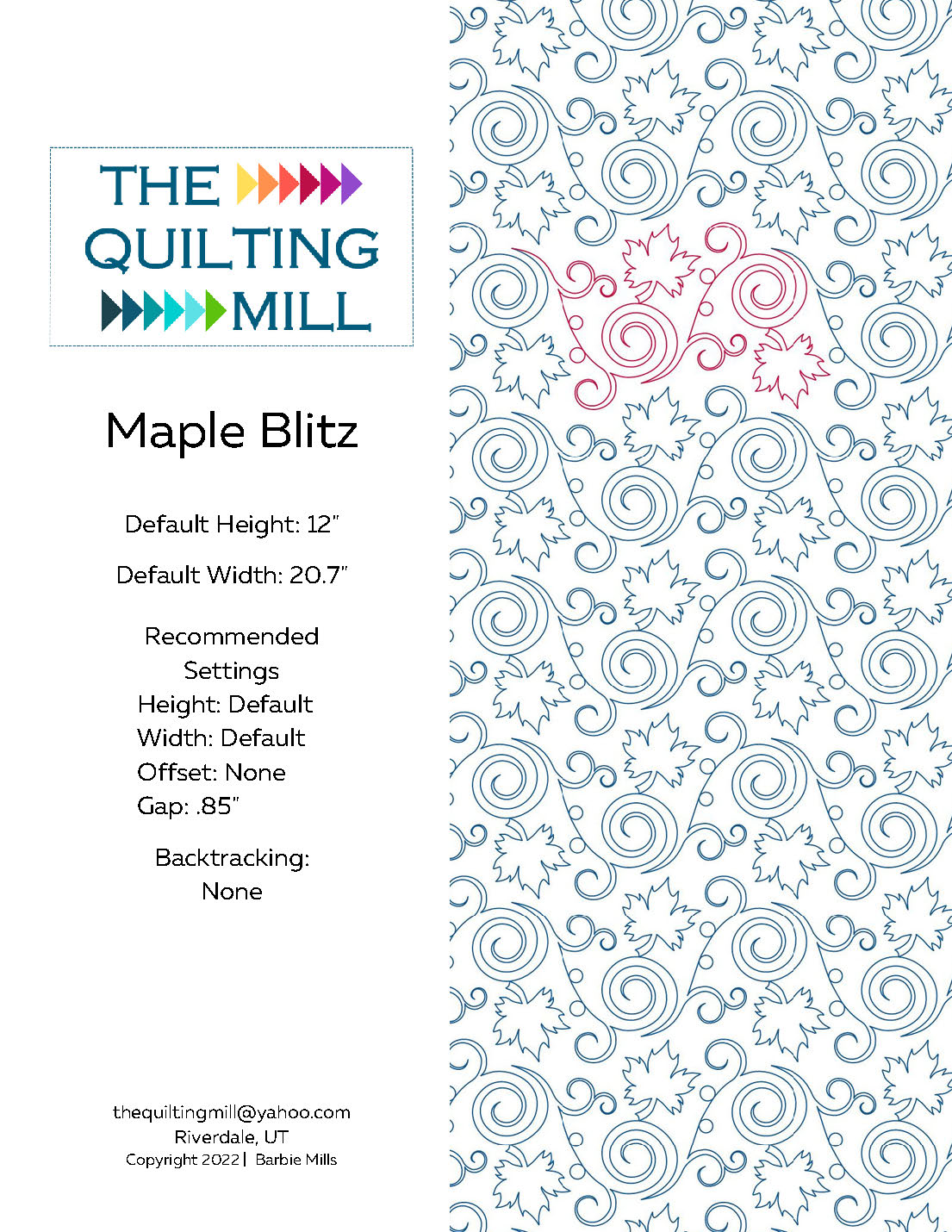 Maple Blitz Quilting Pattern by Barbie Mills