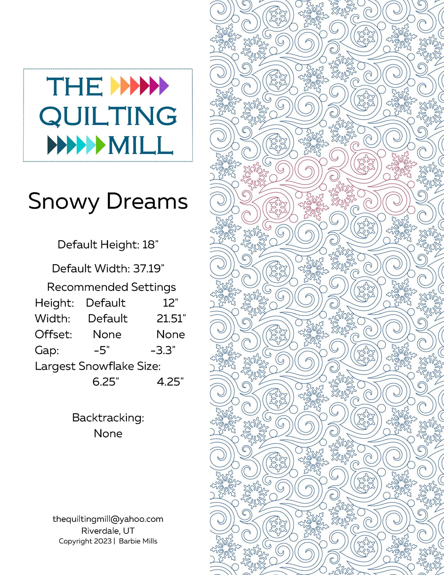 Snowy Dreams Quilting Pattern by Barbie Mills