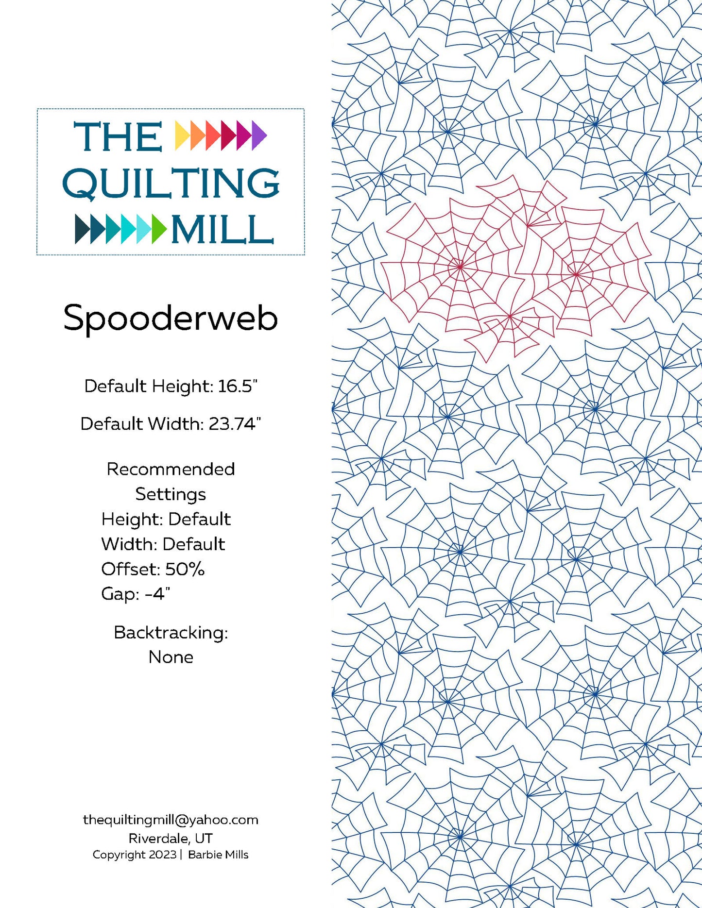 Spooderweb Quilting Pattern by Barbie Mills