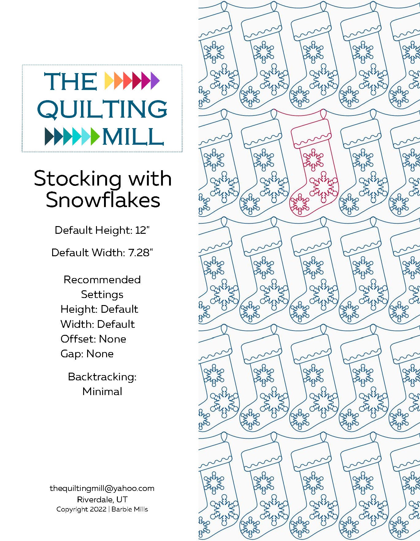 Stocking with Snowflakes Quilting Pattern by Barbie Mills