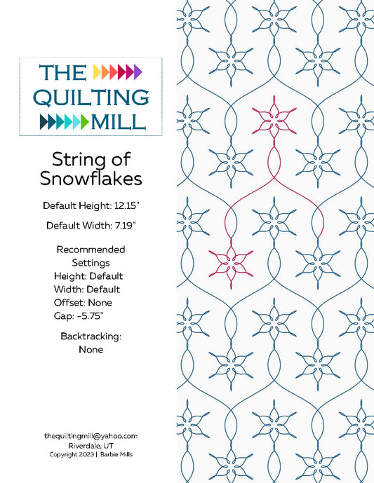 String of Snowflakes Quilting Pattern by Barbie Mills