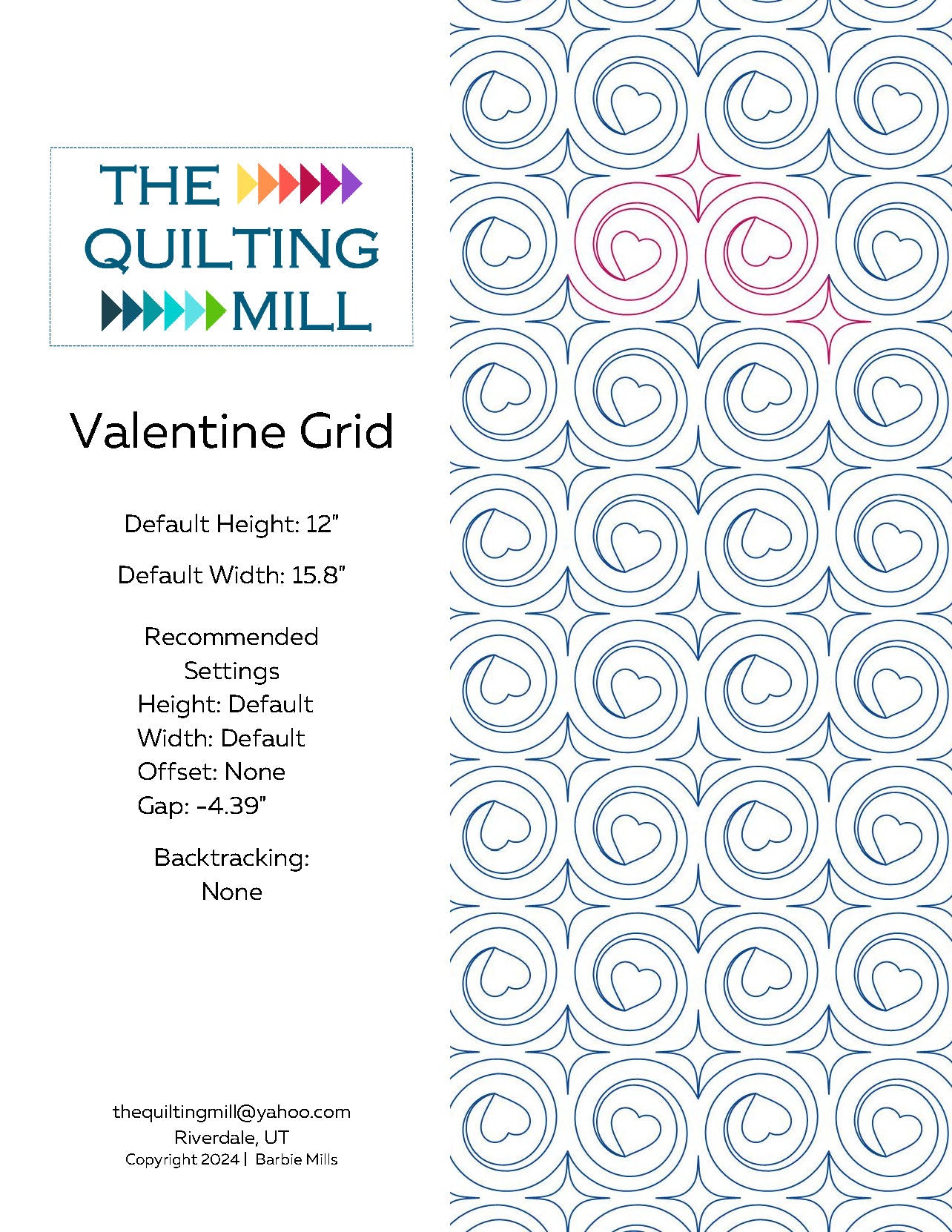 Valentine Grid Quilting Pattern by Barbie Mills