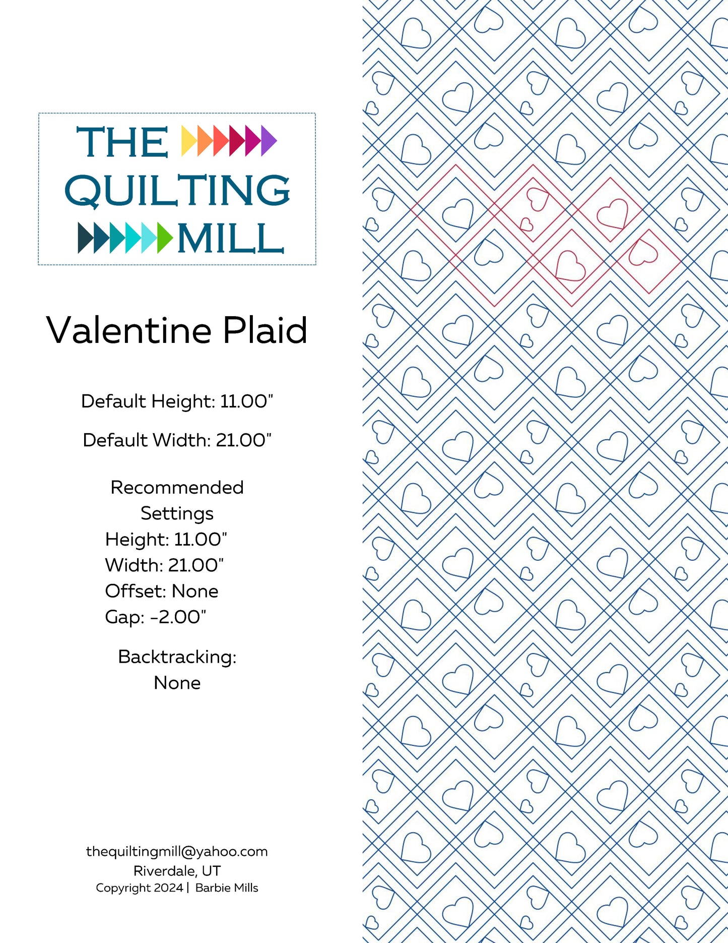 Valentine Plaid Quilting Pattern by Barbie Mills