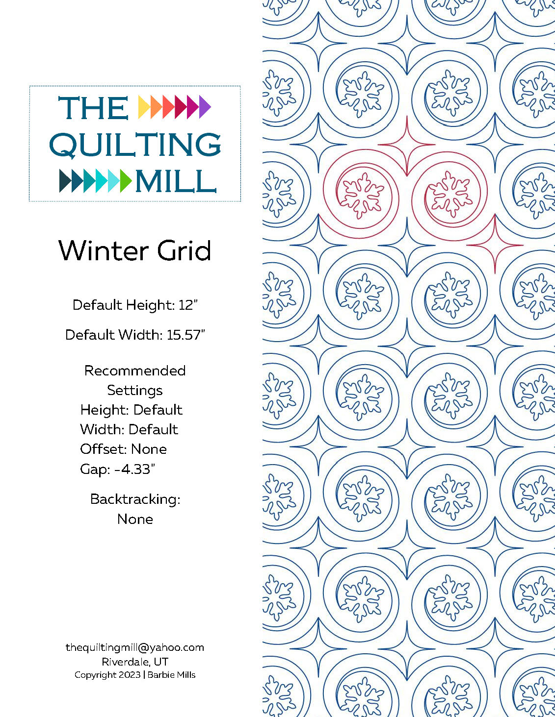 Winter Grid Quilting Pattern by Barbie Mills